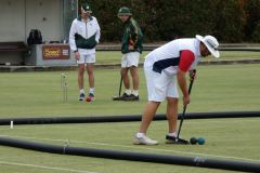 Stephen Morgan (foreground) with Australian doubles pair Ed Wilson and Ian Dumergue (background)